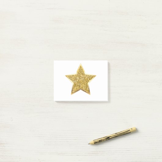 Glitzer-Goldstar Post-it Klebezettel (Auf Schreibtisch)