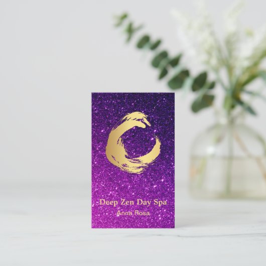 *~* Glitzer-Goldzen-Bürste Reiki Meditation Visitenkarte (Stehend Vorderseite)