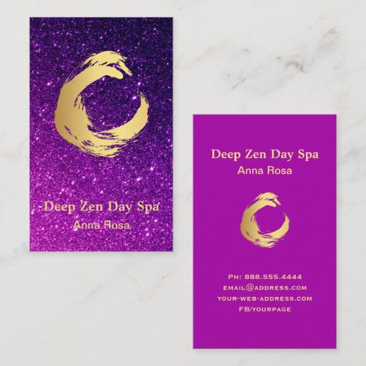 *~* Glitzer-Goldzen-Bürste Reiki Meditation Visitenkarte (Vorne/Hinten)