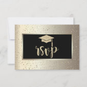 Glitzer Grad Cap, Confetti Champagne Abschluss RSVP Karte (Vorderseite)