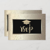 Glitzer Grad Cap, Confetti Champagne Abschluss RSVP Karte (Vorne/Hinten)