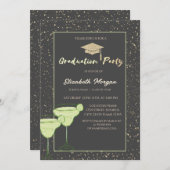 Glitzer Grad Cap, Confetti, Martini Einladung (Vorne/Hinten)