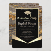 Glitzer Grad Cap, Confetti Stone Marble Abschluss Einladung (Vorne/Hinten)