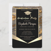 Glitzer Grad Cap, Confetti Stone Marble Abschluss Einladung (Vorderseite)