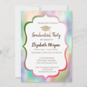 Glitzer Grad Cap farbenfroher holografischer Absch Einladung (Vorderseite)