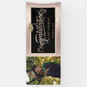Glitzer Grad Cap, Foto Rose Gold Abschluss Banner (Vertikal)