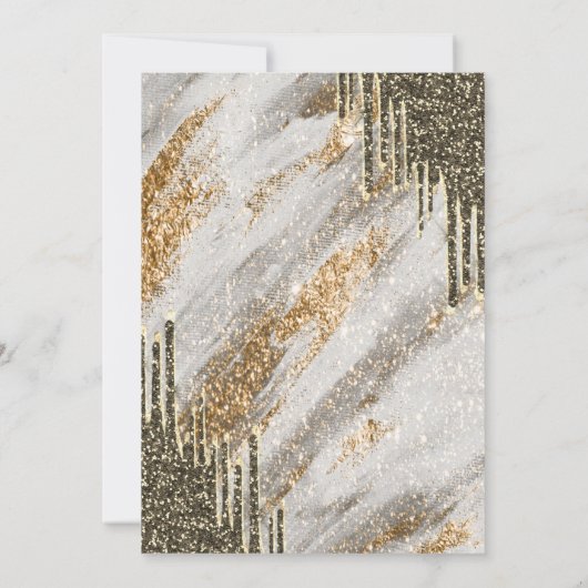 Glitzer Grad Cap, Gold Tropfen, Glitzer Abschluss Einladung (Rückseite)