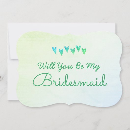 Glitzer Gradation Heart werden Sie meine Bridesmai Einladung (Vorderseite)