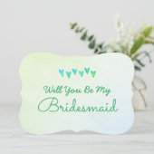 Glitzer Gradation Heart werden Sie meine Bridesmai Einladung (Stehend Vorderseite)