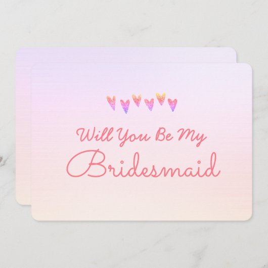 Glitzer Gradation Heart werden Sie meine Bridesmai Einladung (Vorne/Hinten)