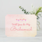 Glitzer Gradation Heart werden Sie meine Bridesmai Einladung (Stehend Vorderseite)