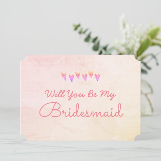 Glitzer Gradation Heart werden Sie meine Bridesmai Einladung (Stehend Vorderseite)