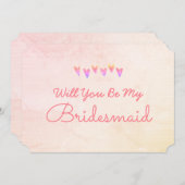 Glitzer Gradation Heart werden Sie meine Bridesmai Einladung (Vorne/Hinten)