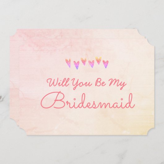 Glitzer Gradation Heart werden Sie meine Bridesmai Einladung (Vorne/Hinten)