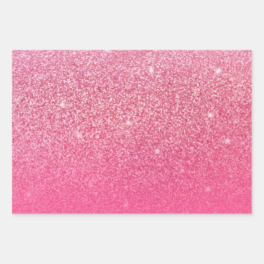 Glitzer Gradient Pink Geschenkpapier Set (Vorderseite)