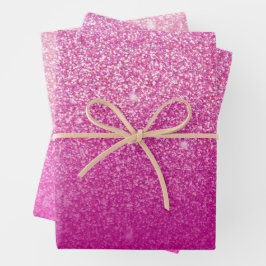 Glitzer Gradient Pink Geschenkpapier Set