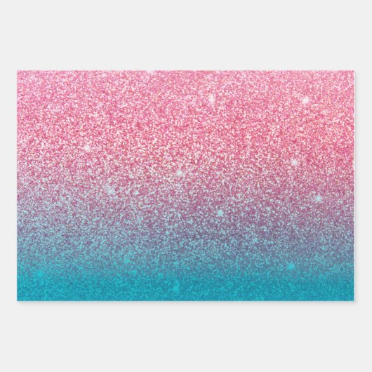 Glitzer Gradient Pink Geschenkpapier Set (Vorderseite 3)