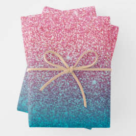 Glitzer Gradient Pink Geschenkpapier Set