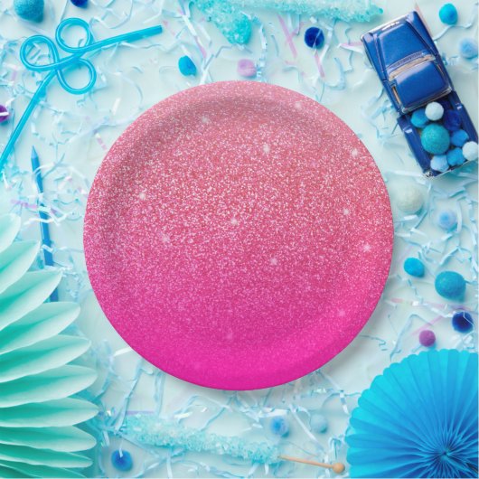 Glitzer Gradient Pink Pappteller (Party)