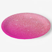 Glitzer Gradient Pink Pappteller (Schrägansicht)