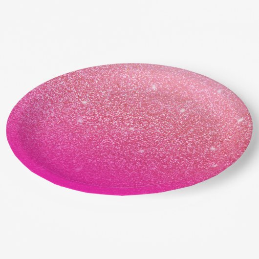 Glitzer Gradient Pink Pappteller (Schrägansicht)