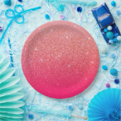 Glitzer Gradient Pink Pappteller (Party)
