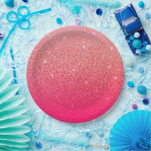 Glitzer Gradient Pink Pappteller (Party)