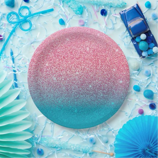 Glitzer Gradient Pink Pappteller (Party)