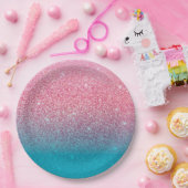 Glitzer Gradient Pink Pappteller (Party)