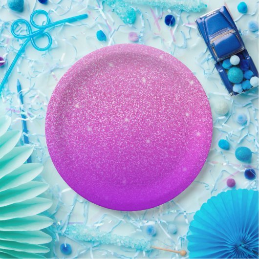 Glitzer Gradient Pink Pappteller (Party)