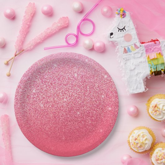 Glitzer Gradient Pink Pappteller (Party)