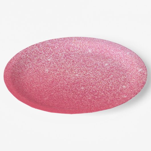 Glitzer Gradient Pink Pappteller (Schrägansicht)