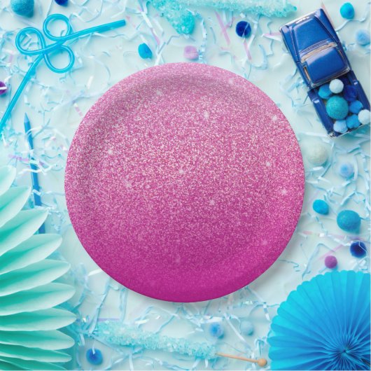 Glitzer Gradient Pink Pappteller (Party)