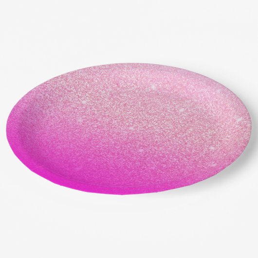 Glitzer Gradient Pink Pappteller (Schrägansicht)