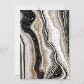 Glitzer Graduation Cap, Confetti Black Marble Einladung (Rückseite)