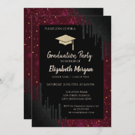 Glitzer Graduation Cap, Confetti Black Tropfens Re Einladung