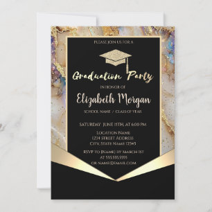 Glitzer Graduation Cap, Confetti Pearl Marble Einladung