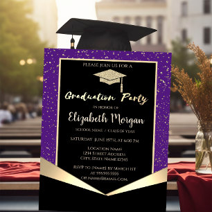 Glitzer Graduation Cap, Confetti Violet Abschluss Einladung