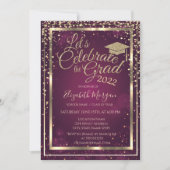 Glitzer Graduation Cap Diamonds Stars Abschluss Einladung (Vorderseite)