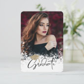 Glitzer Graduation Cap Foto Graduation Party Einladung (Stehend Vorderseite)