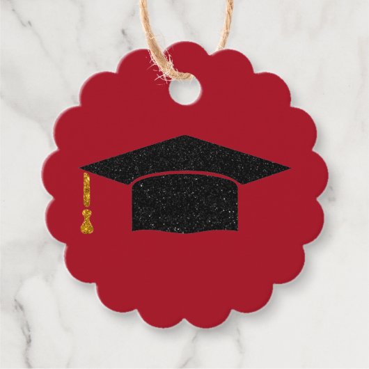 Glitzer Graduation Cap Geschenkanhänger (Vorderseite)