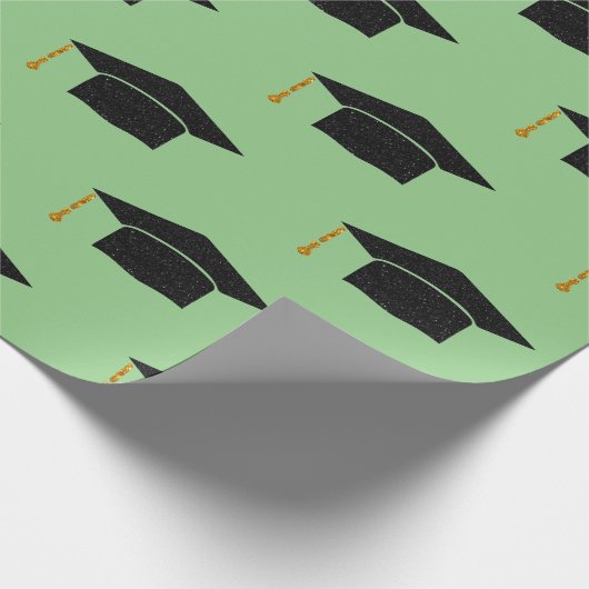 Glitzer Graduation Cap Geschenkpapier (Ecke)