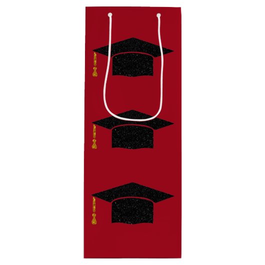 Glitzer Graduation Cap Geschenktüte Für Weinflaschen (Vorderseite)