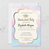 Glitzer Graduation Cap Holographic Abschluss Part Einladung (Vorderseite)