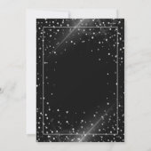 Glitzer Graduation Cap, Rose Gold Tropfen, Schwarz Einladung (Rückseite)