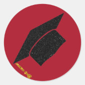 Glitzer Graduation Cap Runder Aufkleber (Vorderseite)