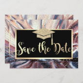 Glitzer Graduation Cap, Save the Date Abstrakt (Vorne/Hinten)
