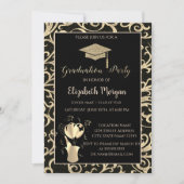 Glitzer Graduation Cap SwirlsGraduation Party Einladung (Vorderseite)