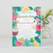 Glitzer Graduation Cap, tropischer Abschluss Einladung (Stehend Vorderseite)