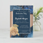 Glitzer GraduierCap, Disco Ball Marmorhalterung Einladung (Stehend Vorderseite)